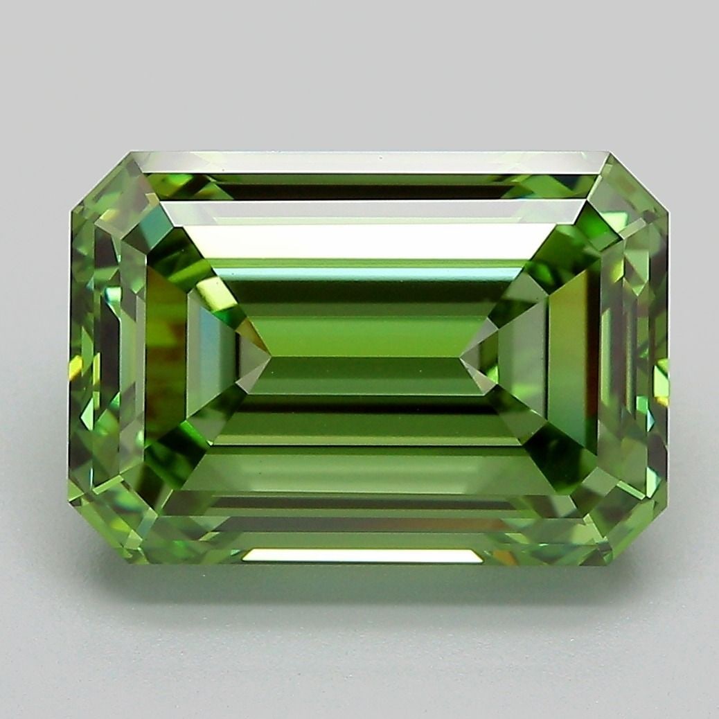 Loose Diamond - EMERALD 6.05ct Fancy Vivid Green VVS2: Loose Diamond - EMERALD 6.05ct Fancy Vivid Green VVS2 Source: This is a real non-mined Diamond that has been grown in a lab Shape: EMERALD Carats: 6.05 Color: Fancy Vivid Green Certification: IGI Vide