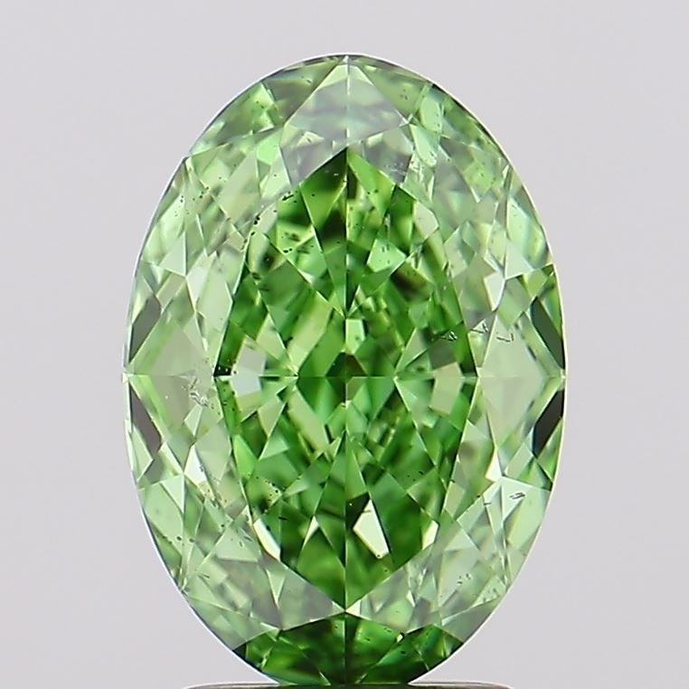 Loose Diamond - OVAL 2.61ct Fancy Vivid Green SI1: Loose Diamond - OVAL 2.61ct Fancy Vivid Green SI1 Source: This is a real non-mined Diamond that has been grown in a lab Shape: OVAL Carats: 2.61 Color: Fancy Vivid Green Certification: IGI Video: