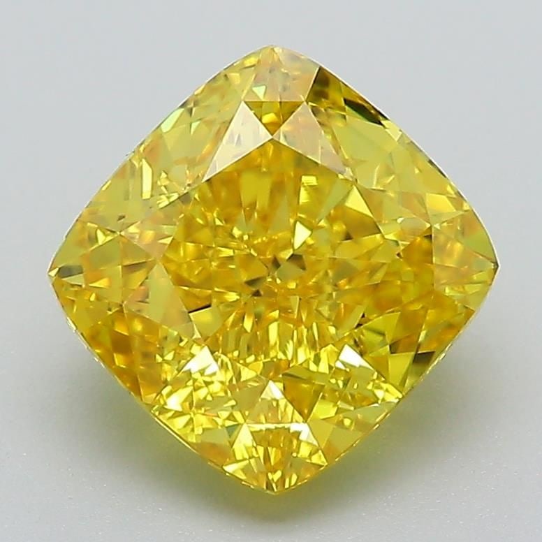 Loose Diamond - CUSHION MODIFIED 2.71ct Fancy Vivid Yellow VVS2: Loose Diamond - CUSHION MODIFIED 2.71ct Fancy Vivid Yellow VVS2 Source: This is a real non-mined Diamond that has been grown in a lab Shape: CUSHION MODIFIED Carats: 2.71 Color: Fancy Vivid Yellow Cer