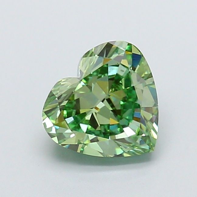Loose Diamond - HEART 1.52ct Fancy Vivid Green VS2: Loose Diamond - HEART 1.52ct Fancy Vivid Green VS2 Source: This is a real non-mined Diamond that has been grown in a lab Shape: HEART Carats: 1.52 Color: Fancy Vivid Green Certification: IGI Video: