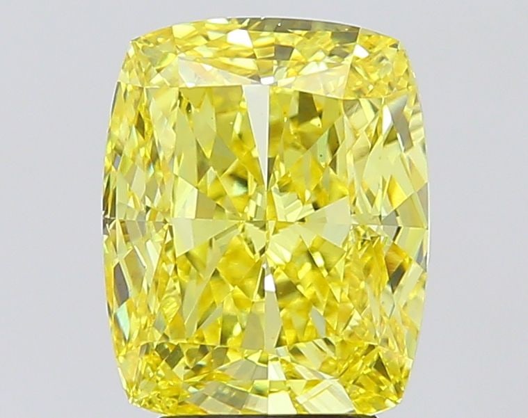 Loose Diamond - CUSHION MODIFIED 5.04ct Fancy Vivid Yellow VS1: Loose Diamond - CUSHION MODIFIED 5.04ct Fancy Vivid Yellow VS1 Source: This is a real non-mined Diamond that has been grown in a lab Shape: CUSHION MODIFIED Carats: 5.04 Color: Fancy Vivid Yellow Cert
