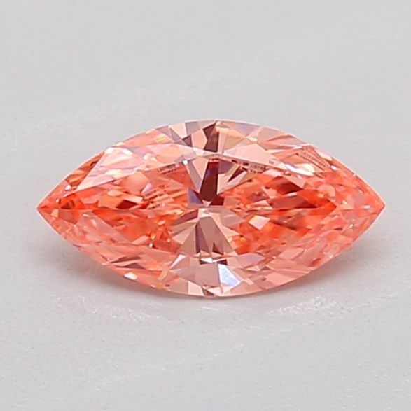 Loose Diamond - MARQUISE 0.28ct Fancy Vivid Orangey Pink VS1: Loose Diamond - MARQUISE 0.28ct Fancy Vivid Orangey Pink VS1 Source: This is a real non-mined Diamond that has been grown in a lab Shape: MARQUISE Carats: 0.28 Color: Fancy Vivid Orangey Pink Certific