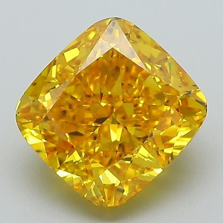 Loose Diamond - CUSHION BRILLIANT 2.56ct Fancy Vivid Yellow VVS2: Loose Diamond - CUSHION BRILLIANT 2.56ct Fancy Vivid Yellow VVS2 Source: This is a real non-mined Diamond that has been grown in a lab Shape: CUSHION BRILLIANT Carats: 2.56 Color: Fancy Vivid Yellow C