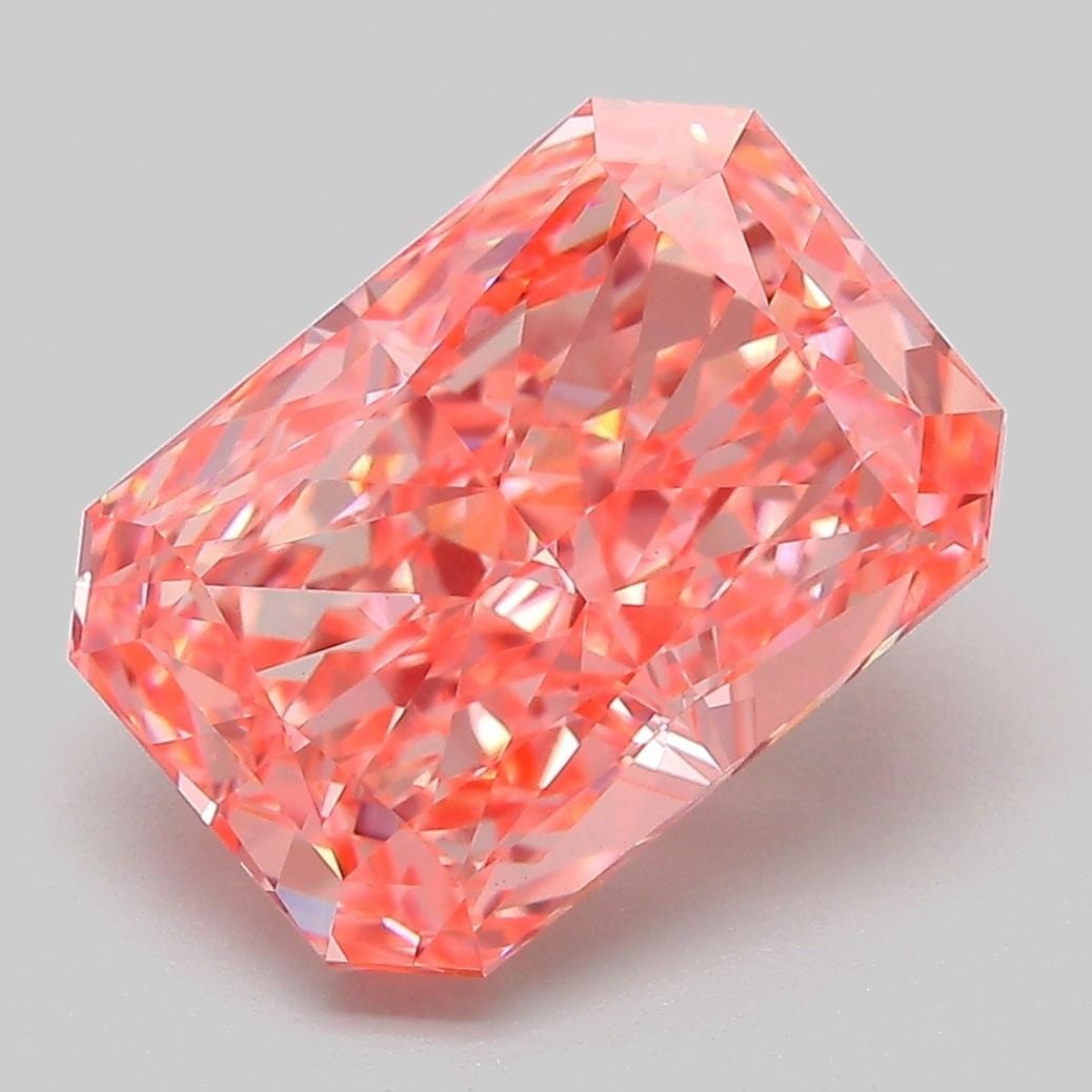 Loose Diamond - RADIANT 5.16ct Fancy Vivid Pink VS1: Loose Diamond - RADIANT 5.16ct Fancy Vivid Pink VS1 Source: This is a real non-mined Diamond that has been grown in a lab Shape: RADIANT Carats: 5.16 Color: Fancy Vivid Pink Certification: IGI Video: