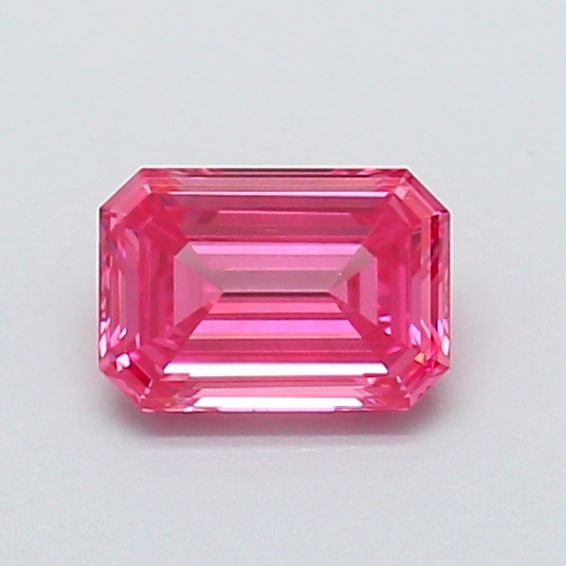 Loose Diamond - EMERALD 0.58ct Fancy Vivid Pink VS2: Loose Diamond - EMERALD 0.58ct Fancy Vivid Pink VS2 Source: This is a real non-mined Diamond that has been grown in a lab Shape: EMERALD Carats: 0.58 Color: Fancy Vivid Pink Certification: IGI Video: