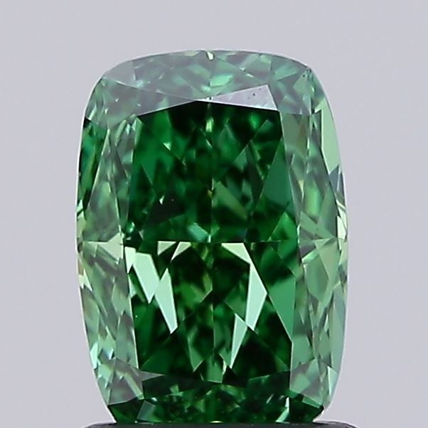Loose Diamond - CUSHION MODIFIED 1.05ct Fancy Vivid Green VVS2: Loose Diamond - CUSHION MODIFIED 1.05ct Fancy Vivid Green VVS2 Source: This is a real non-mined Diamond that has been grown in a lab Shape: CUSHION MODIFIED Carats: 1.05 Color: Fancy Vivid Green Certi