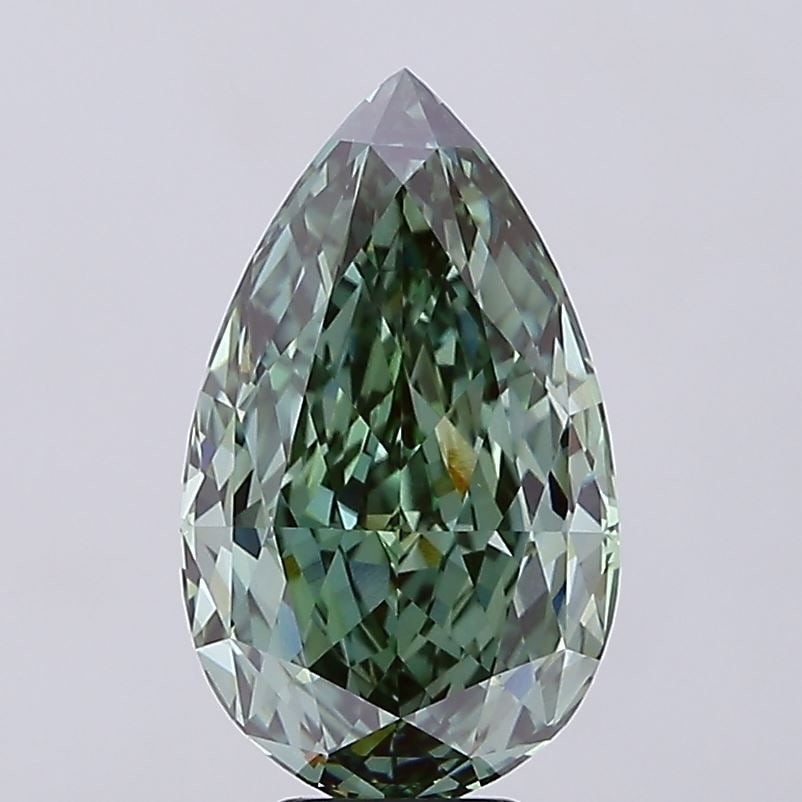 Loose Diamond - PEAR 7.39ct Fancy Vivid Green VVS2: Loose Diamond - PEAR 7.39ct Fancy Vivid Green VVS2 Source: This is a real non-mined Diamond that has been grown in a lab Shape: PEAR Carats: 7.39 Color: Fancy Vivid Green Certification: IGI Video: