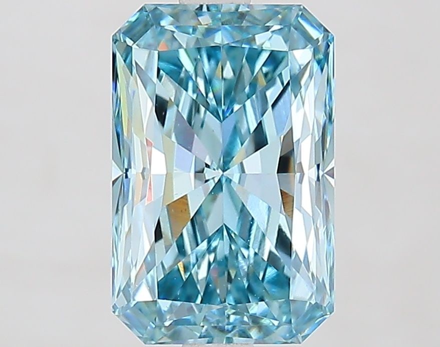 Loose Diamond - RADIANT 2.6ct Fancy Vivid Green Blue VS1: Loose Diamond - RADIANT 2.6ct Fancy Vivid Green Blue VS1 Source: This is a real non-mined Diamond that has been grown in a lab Shape: RADIANT Carats: 2.6 Color: Fancy Vivid Green Blue Certification: I