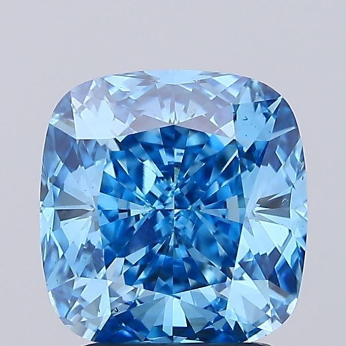 Loose Diamond - CUSHION MODIFIED 2.02ct Fancy Vivid Blue VS2: Loose Diamond - CUSHION MODIFIED 2.02ct Fancy Vivid Blue VS2 Source: This is a real non-mined Diamond that has been grown in a lab Shape: CUSHION MODIFIED Carats: 2.02 Color: Fancy Vivid Blue Certific