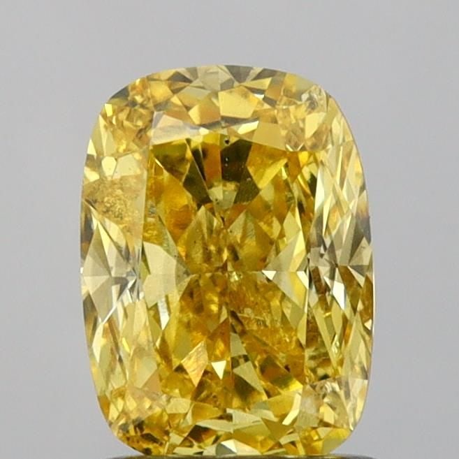 Loose Diamond - CUSHION MODIFIED 1.02ct Fancy Vivid Yellow I1: Loose Diamond - CUSHION MODIFIED 1.02ct Fancy Vivid Yellow I1 Source: This is a real non-mined Diamond that has been grown in a lab Shape: CUSHION MODIFIED Carats: 1.02 Color: Fancy Vivid Yellow Certi
