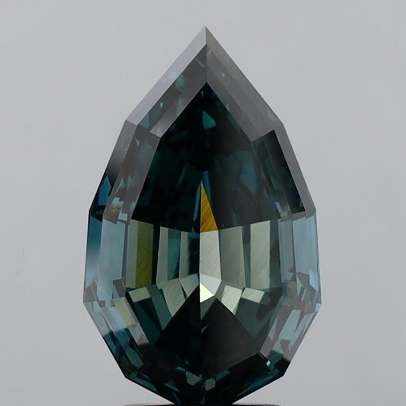 Loose Diamond - PEAR 5.23ct Fancy Deep Blueish Green VVS1: Loose Diamond - PEAR 5.23ct Fancy Deep Blueish Green VVS1 Source: This is a real non-mined Diamond that has been grown in a lab Shape: PEAR Carats: 5.23 Color: Fancy Deep Blueish Green Certification: 