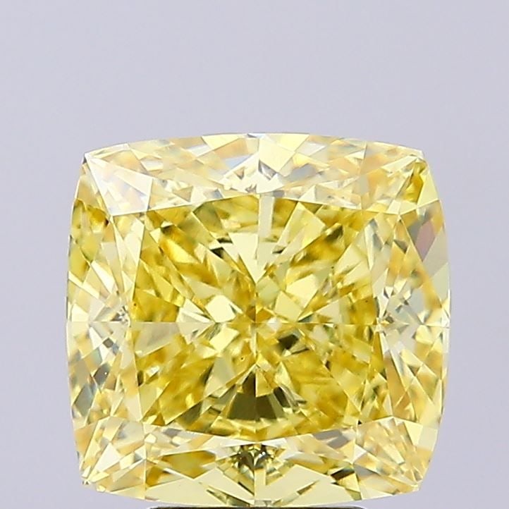 Loose Diamond - CUSHION MODIFIED 5.01ct Fancy Intense Yellow VS1: Loose Diamond - CUSHION MODIFIED 5.01ct Fancy Intense Yellow VS1 Source: This is a real non-mined Diamond that has been grown in a lab Shape: CUSHION MODIFIED Carats: 5.01 Color: Fancy Intense Yellow 