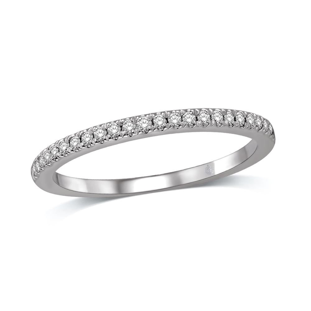 14K White Gold 1/6 Ct.Tw. Diamond Anniversary Band: 14K White Gold 1/6 Ct.Tw. Diamond Anniversary Band This Glamorous Ring Is Available In 14K White Gold. There Are 25 Round Diamonds With A Total Carat Weight Of 1/6 Ct.Tw. Set In A Micro Prong Setting.