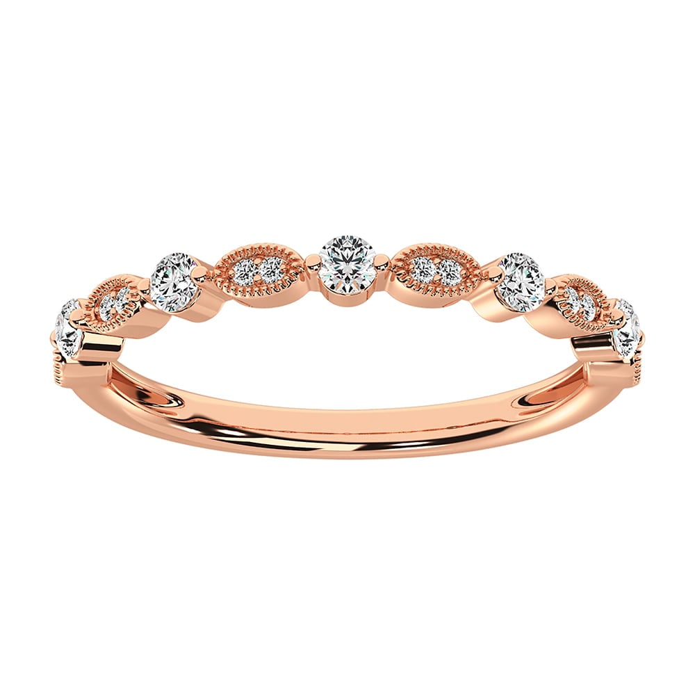 14K Rose Gold 1/5 Ct.Tw. Diamond Stack Bands: 14K Rose Gold 1/5 Ct.Tw. Diamond Stack Bands 14k Rose Gold Stone Color: G-h Stone Clarity: I1 Each ring is presented in standard size 6.5. Complimentary resizing is available between sizes 510 (in 1/4