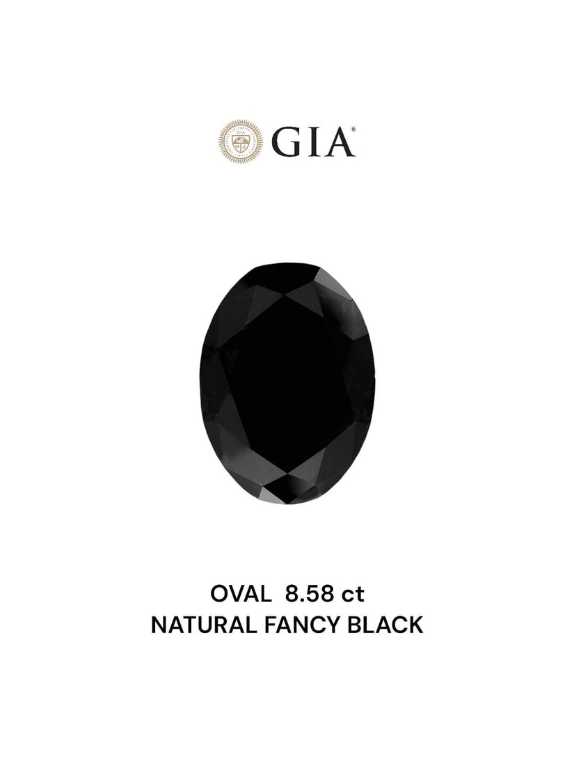 Loose Diamond - OVAL 8.58ct Fancy Black VVS2: Loose Diamond - OVAL 8.58ct Fancy Black VVS2 Source: Natural Shape: OVAL Carats: 8.58 Color: Fancy Black Certification: GIA Video: