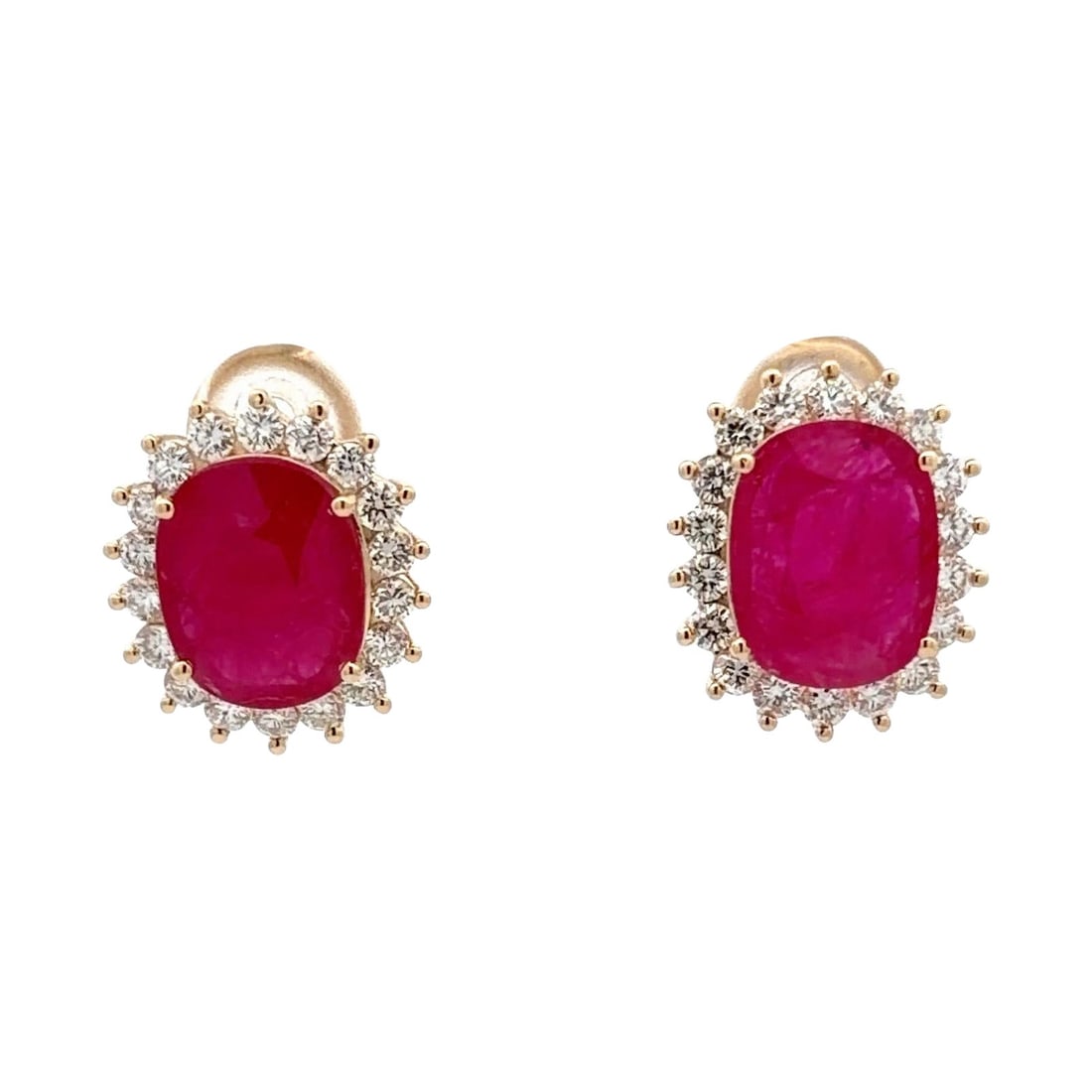 Contemporary 14K Gold Ring with 12.06ct Oval Ruby and Diamond Halo (1 of 7)