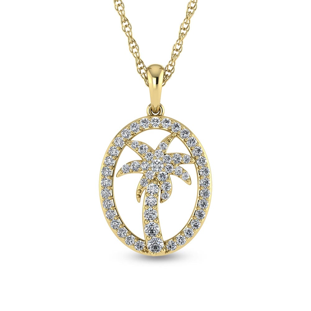 14K White Gold Diamond 1/2 Ct.Tw. Palm Tree Pendant: 14K White Gold Diamond 1/2 Ct.Tw. Palm Tree Pendant 14k Yellow Gold Stone Color: G-h Stone Clarity: I1-i2 Unless otherwise specified, pendants that include a chain are paired with our standard 18-inch