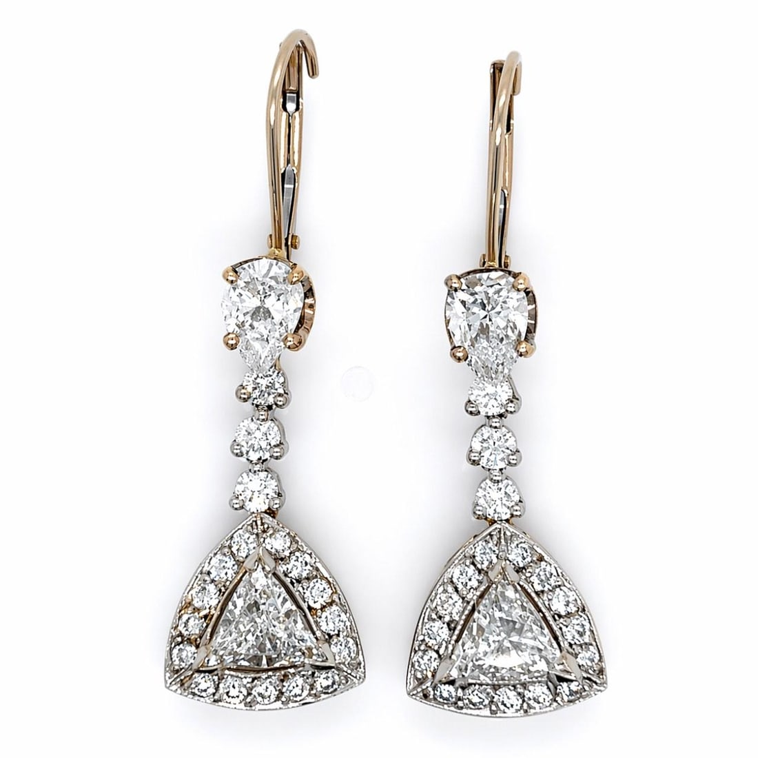 Diamond Earrings in 14K White and Yellow Gold with Mixed Cuts 3.65 Carat (1 of 3)