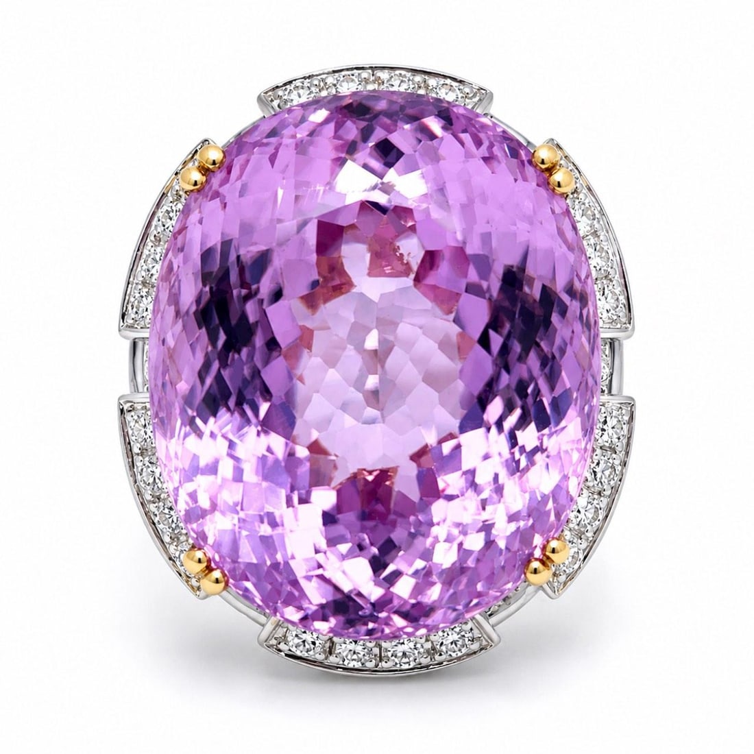 Kunzite Diamond Cocktail Ring 18K White Gold Size 6.5 (1 of 4)