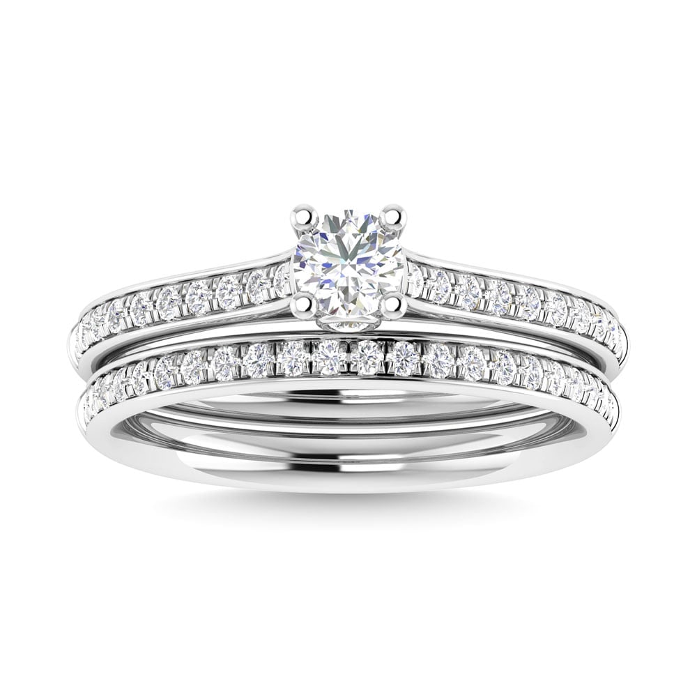 Diamond 3/4 Ct.Tw. Round Shape Bridal Ring in 14K White Gold: Diamond 3/4 Ct.Tw. Round Shape Bridal Ring in 14K White Gold 14k White Gold Stone Color: G-h Stone Clarity: I1 Each ring is presented in standard size 6.5. Complimentary resizing is available between 