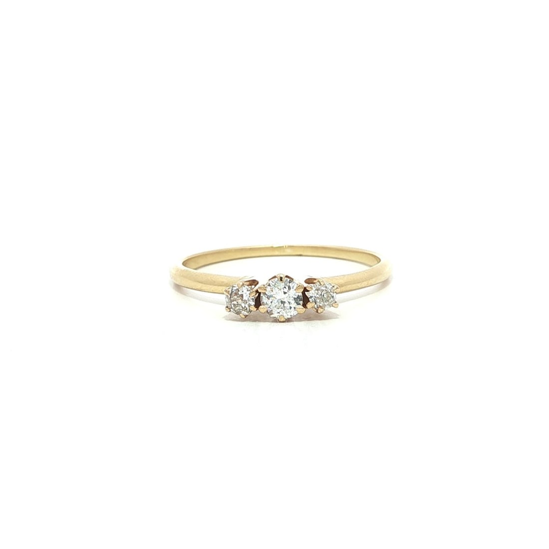 Three Stone Antique 18k Yellow Gold Old Cut Diamond Stackable Ring .32ctw (1 of 17)