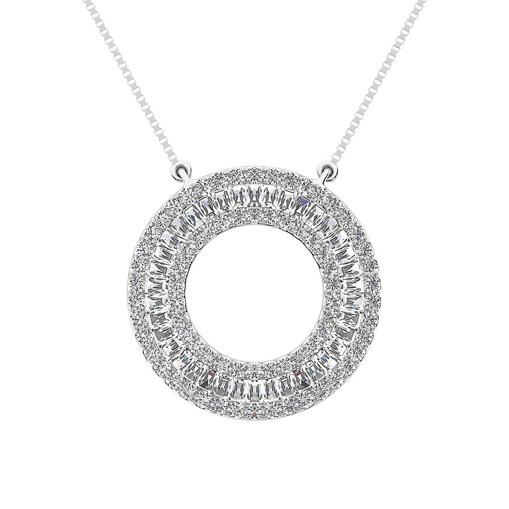14K White Gold 1/2 Ct.Tw. Open Circel Fashion Necklace: 14K White Gold 1/2 Ct.Tw. Open Circel Fashion Necklace 14k White Gold Stone Color: G-h Stone Clarity: I1 Unless otherwise specified, pendants that include a chain are paired with our standard 18-inch 