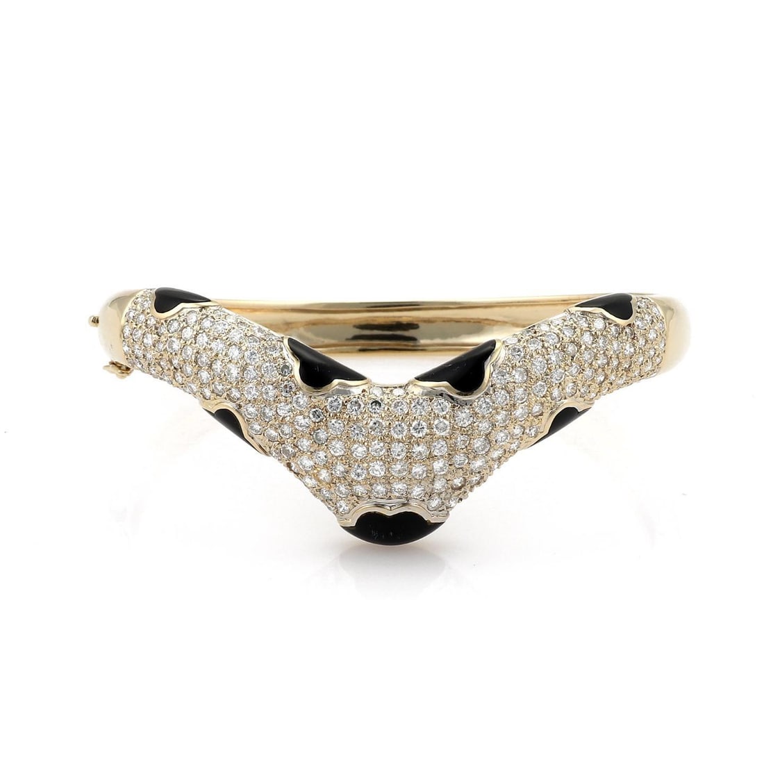 Elegant 18k Yellow Gold V Shape Bangle Bracelet with 3.75ct Diamonds (1 of 5)