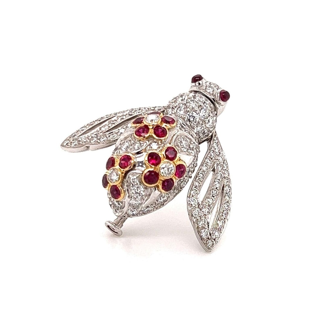Sabbadini Bee Brooch in 18k Two Tone Gold with Diamonds and Rubies (1 of 10)