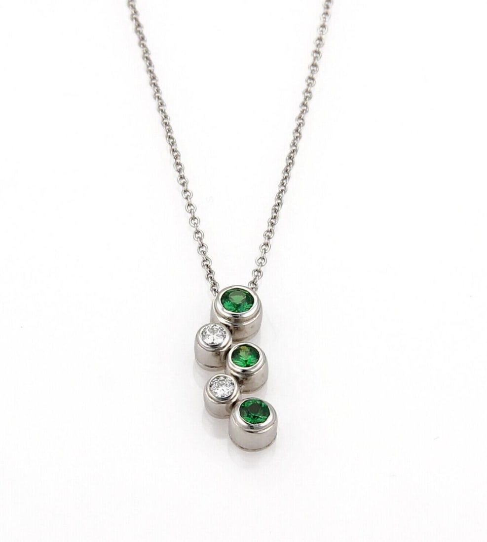 Tiffany & Co. Bubble platinum necklace with diamond and tsavorite pendant (1 of 6)