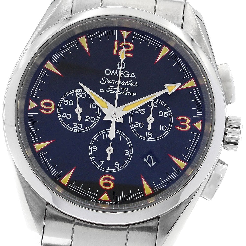 Omega Seamaster Aqua Terra China Explorers Chronograph Men's Watch: Omega Seamaster Aqua Terra China Explorers Chronograph Men's Watch This is an OMEGA Seamaster Aqua Terra Chronograph China Explorers men's wristwatch. Made in Switzerland, this pre-owned timepiece off