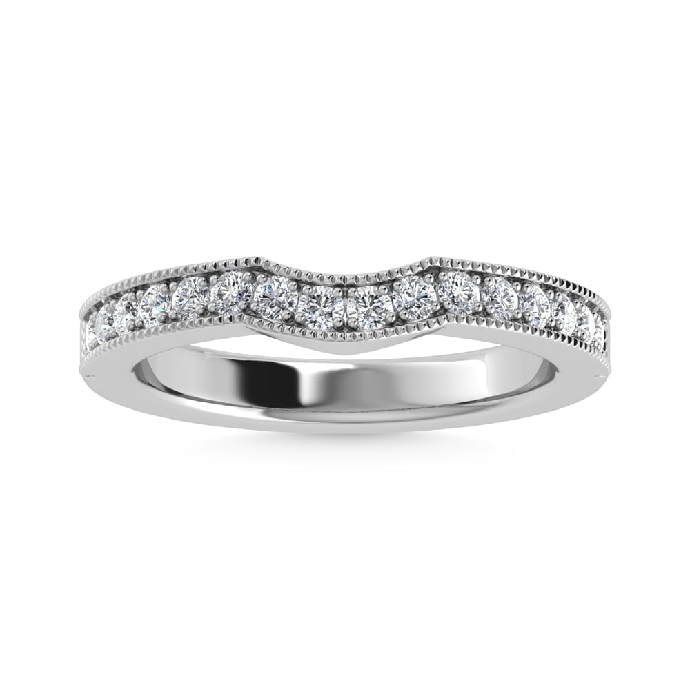 14K White Gold Lab Grown Diamond 1/3 Ct.Tw. Channel Set Curve Wedding Band: 14K White Gold Lab Grown Diamond 1/3 Ct.Tw. Channel Set Curve Wedding Band Celebrate timeless elegance with this 14K white gold curved wedding band, featuring 1/3 carat total weight of channel-set lab