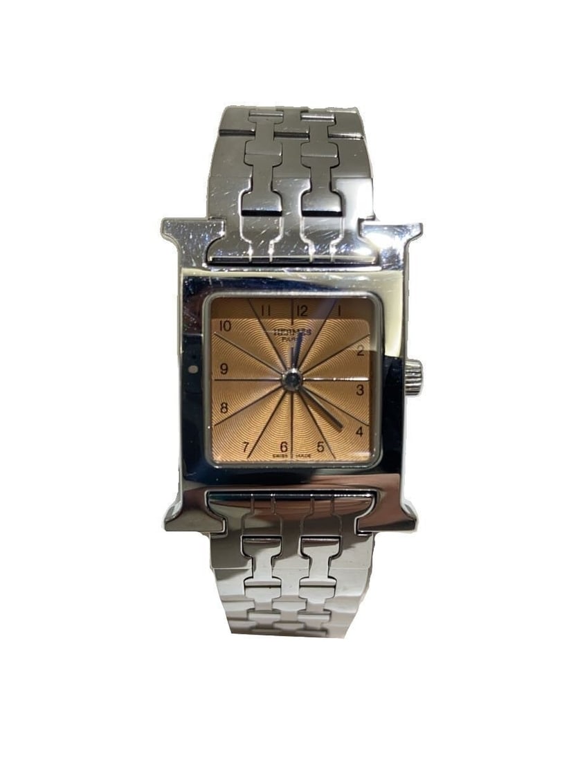 Hermes H Watch Quartz Orange Stainless Steel Womens Wristwatch (1 of 7)