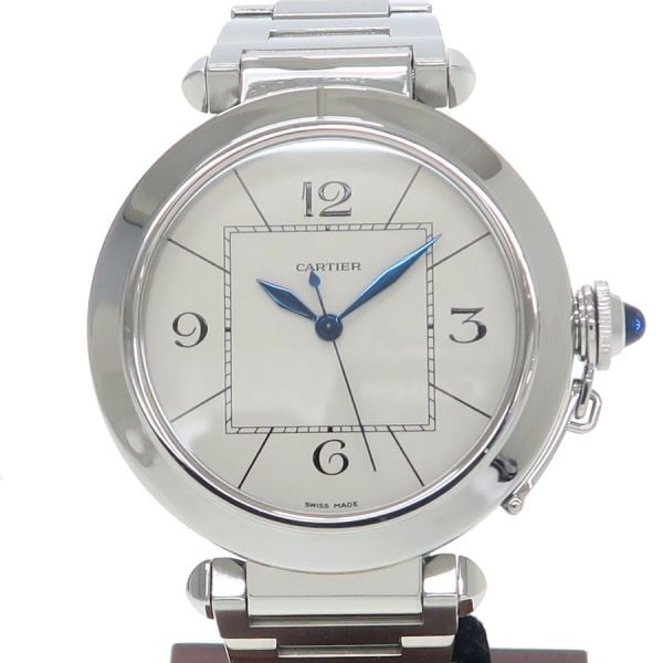Cartier Pasha 42 Stainless Steel Automatic Mens Wristwatch Blue Hands: Cartier Pasha 42 Stainless Steel Automatic Mens Wristwatch Blue Hands This Cartier Pasha 42 W31072M7 is a men's automatic wristwatch crafted from stainless steel. It features distinctive blue hands an