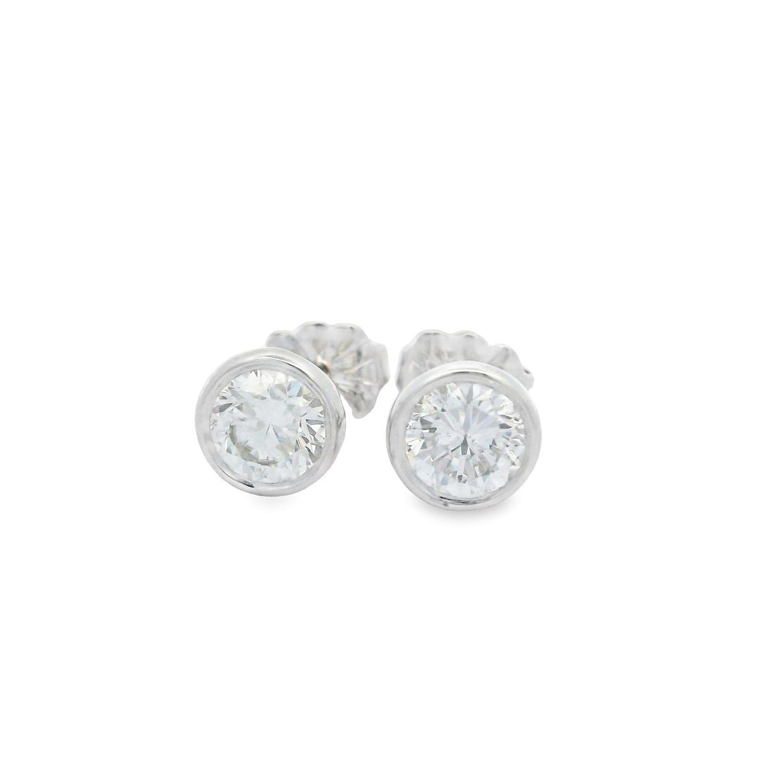 14k White Gold 1.01ctw Diamond Martini Bezel Stud Earrings (1 of 5)