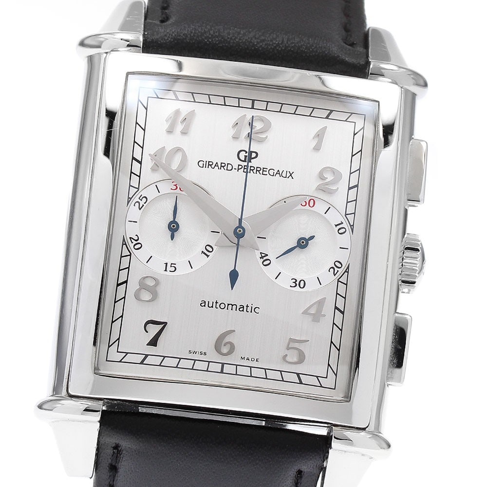 Girard Perregaux Vintage 1945 XXL Automatic Chronograph Watch 25883: Girard Perregaux Vintage 1945 XXL Automatic Chronograph Watch 25883 This Girard Perregaux Vintage 1945 XXL men's wristwatch features a stainless steel case paired with an unused aftermarket leather st