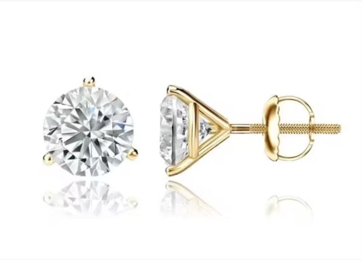 14K Yellow Gold Lab Grown Diamond 3 Ct.Tw. Starlab Certified VS F+ Martini Stud Earrings (Available: 14K Yellow Gold Lab Grown Diamond 3 Ct.Tw. Starlab Certified VS F+ Martini Stud Earrings (Available in 0.15ct to 4ct) Crafted in radiant yellow gold, these earrings showcase 3 Ct.Tw. of lab-grown diam