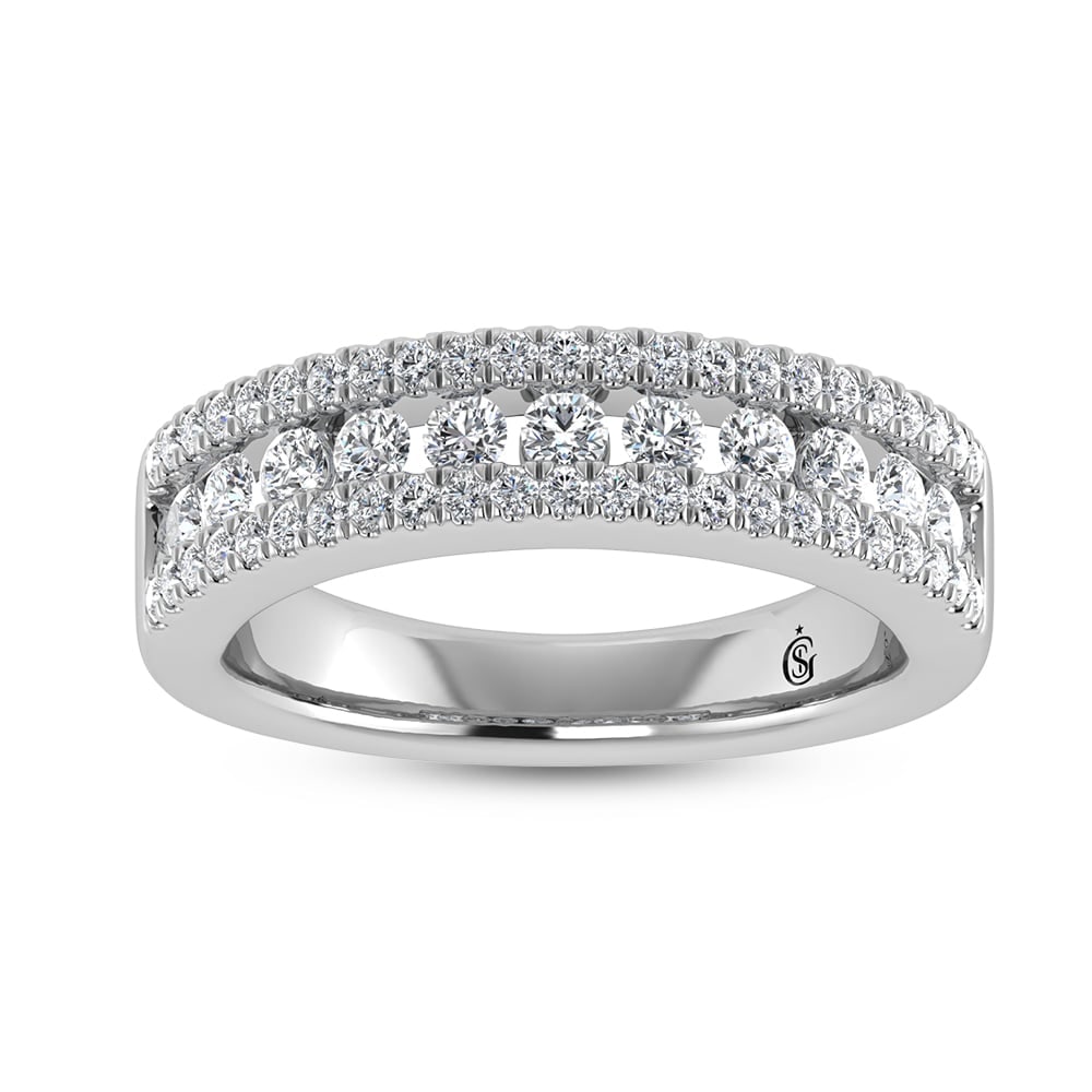 14K White Gold Diamond 7/8 Ct.Tw. Fashion Ring: 14K White Gold Diamond 7/8 Ct.Tw. Fashion Ring 14k White Gold Stone Color: G-h Stone Clarity: Si2 Each ring is presented in standard size 6.5. Complimentary resizing is available between sizes 510 (in