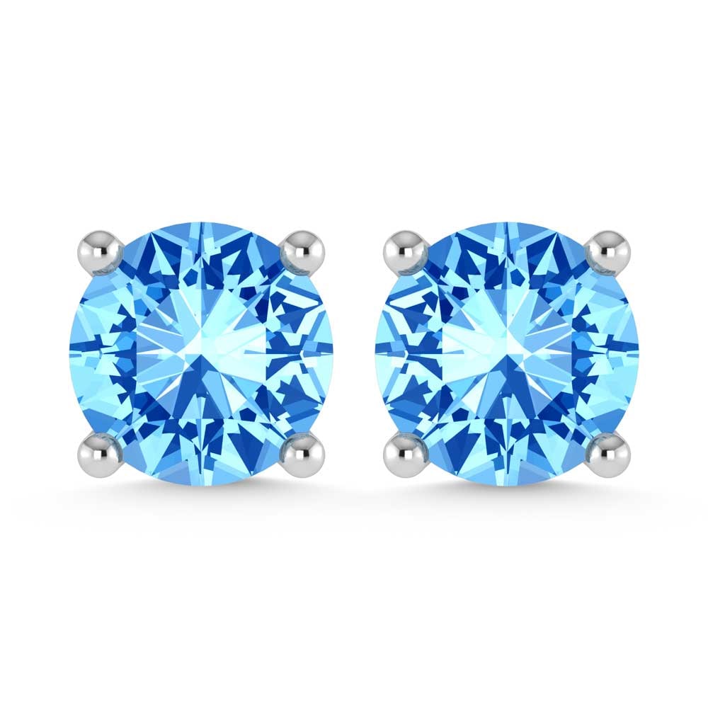 14K White Gold IGI Certified Lab Grown Blue Diamond 2 Ct.Tw. Stud Earrings: 14K White Gold IGI Certified Lab Grown Blue Diamond 2 Ct.Tw. Stud Earrings Set in polished 14K white gold, these IGI certified studs feature 2 Ct.Tw. of lab grown blue diamonds with striking clarity. 