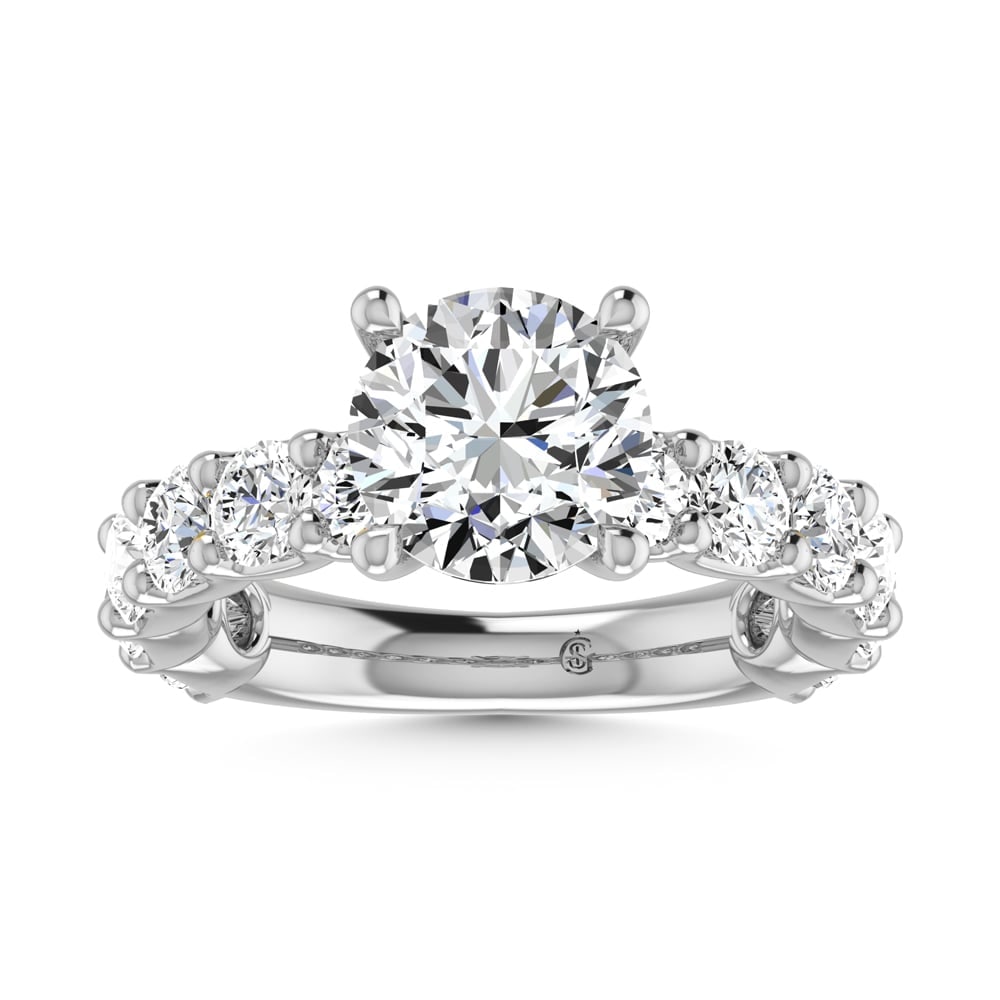 14K White Gold Lab Grown Diamond 5 3/8 Ct.Tw. Round Shape Three Forth Engagement Ring (IGI: 14K White Gold Lab Grown Diamond 5 3/8 Ct.Tw. Round Shape Three Forth Engagement Ring (IGI Certified Center 3CT) This elegant diamond engagement ring crafted in 14k white gold, features a brilliant ro
