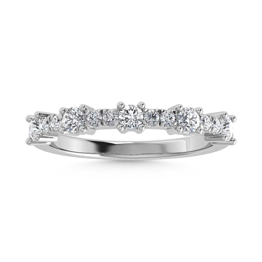 14K White Gold Diamond 1/2 Ct. Tw. Stackable Band: 14K White Gold Diamond 1/2 Ct. Tw. Stackable Band 14k White Gold Stone Color: G-h Stone Clarity: Si3 Each ring is presented in standard size 6.5. Complimentary resizing is available between sizes 510 