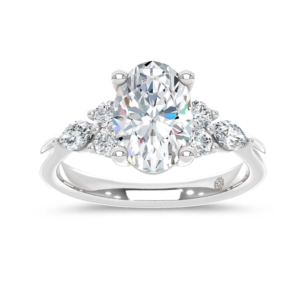 14K White Gold Lab Grown Diamond 2 1/2 Ct.T. Enagagement Ring (IGI Certified Center 2ct): 14K White Gold Lab Grown Diamond 2 1/2 Ct.T. Enagagement Ring (IGI Certified Center 2ct) 14k White Gold Stone Color: D-f Stone Clarity: Vs Each ring is presented in standard size 6.5. Complimentary re