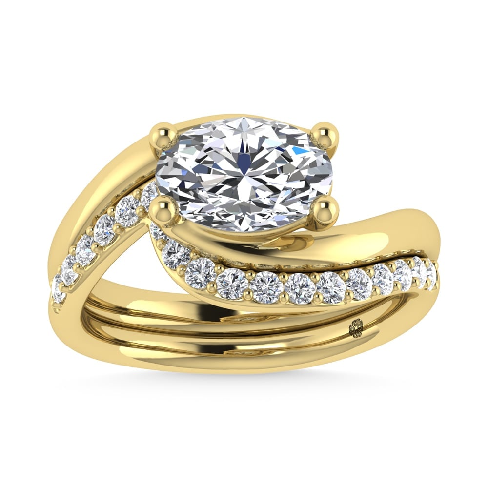 14K Yellow Gold 1 7/8 Ct.Tw. Lab Grown Diamond Oval Shape Bridal Ring (IGI Certified Center 1 1/2ct)