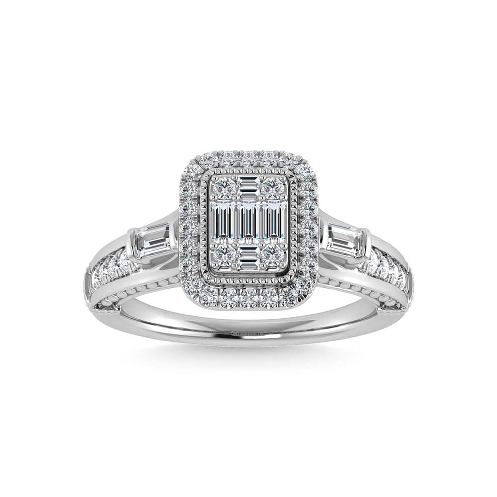 14K White Gold Diamond 5/8 Ct.Tw. Engagement Ring: 14K White Gold Diamond 5/8 Ct.Tw. Engagement Ring 14k White Gold Stone Color: G-h Stone Clarity: Si2 Each ring is presented in standard size 6.5. Complimentary resizing is available between sizes 510 