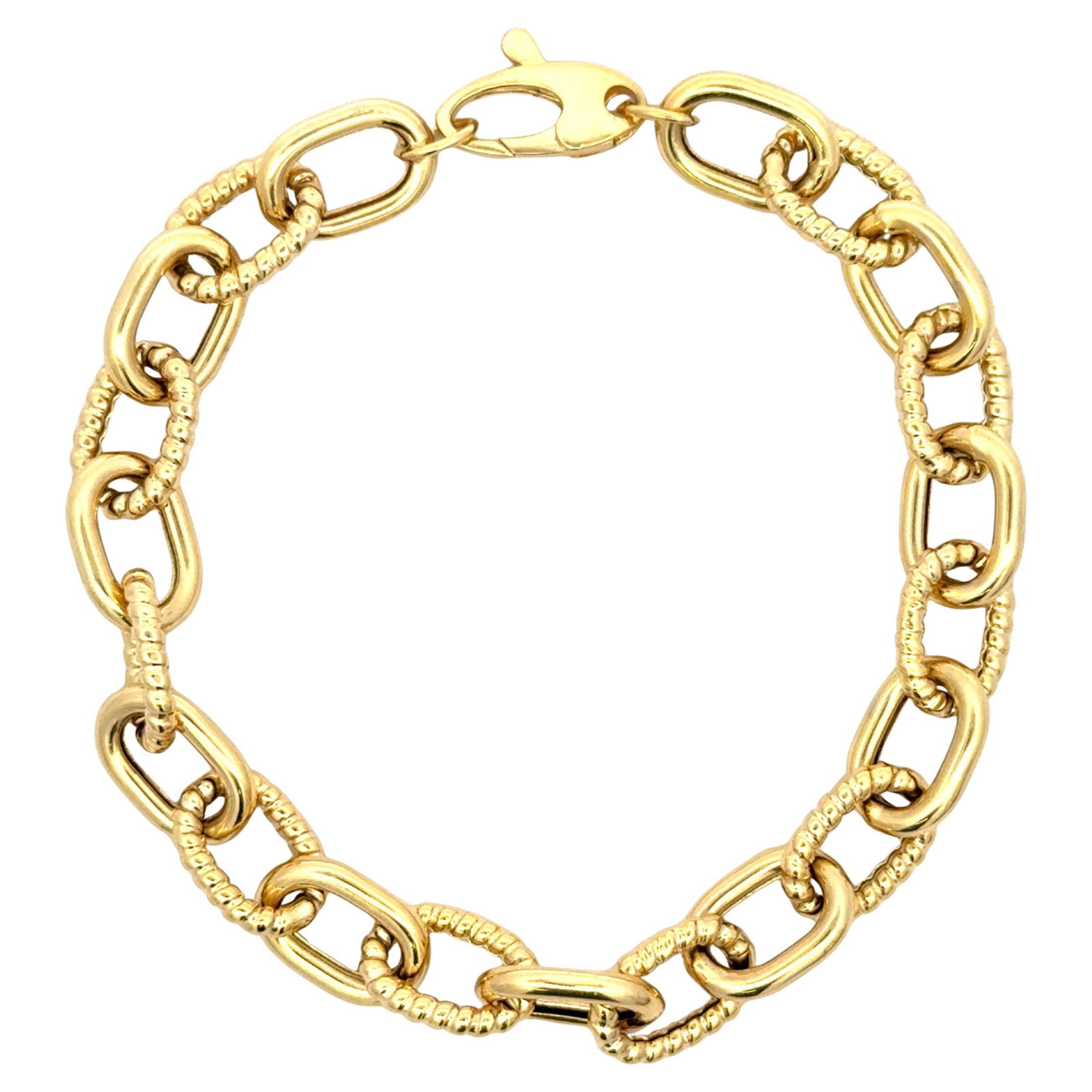 Contemporary 14K Yellow Gold Oval Link Bracelet by Harbor Diamonds