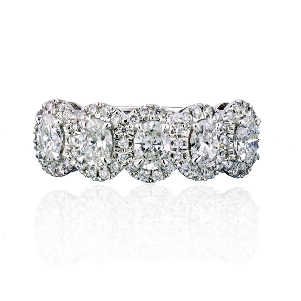 Stunning 14K White Gold Oval Diamond Eternity Band 1.02 Cts