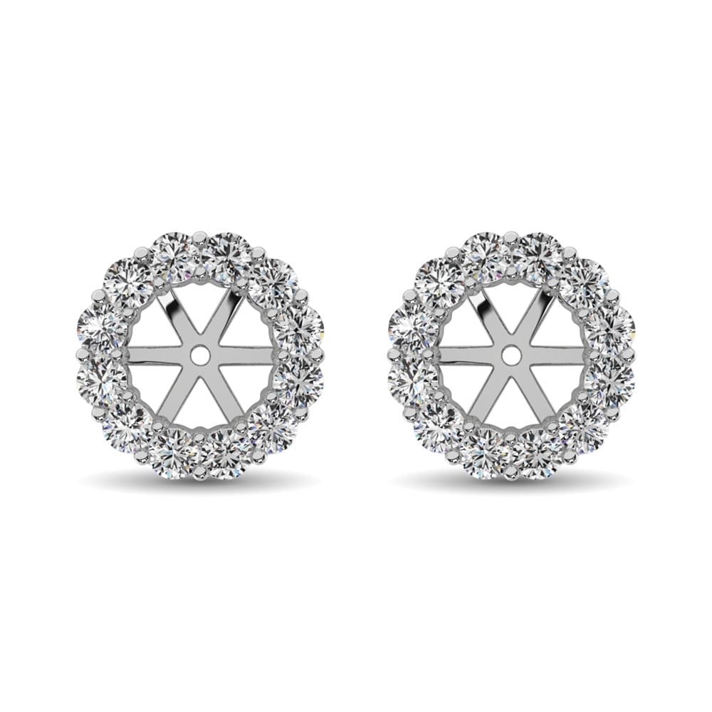 14K White Gold Diamond 1/2 Ct.Tw. Earrings Jacket: 14K White Gold Diamond 1/2 Ct.Tw. Earrings Jacket These amazing earrings are available in 14K White Gold. There are 14 round diamonds with a total carat weight of 1/2 Ct.Tw. set in a Prong setting. 14