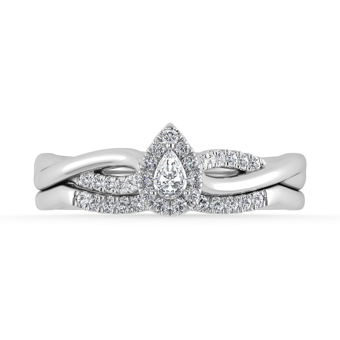 10K White Gold Diamond 1/4 Ct.Tw. Pear Shape Bridal Ring (1 of 2)