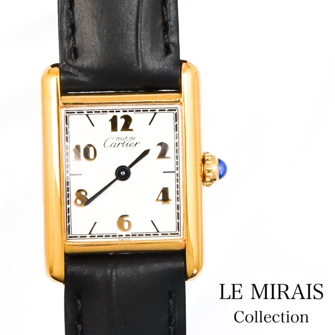 Cartier Must Tank SM Ladies Watch Gold Arabic Dial SV925 5057001: Cartier Must Tank SM Ladies Watch Gold Arabic Dial SV925 5057001 This vintage Cartier Must Tank SM ladies wristwatch features a gold Arabic dial and is crafted from SV925 silver. Made in Switzerland, 