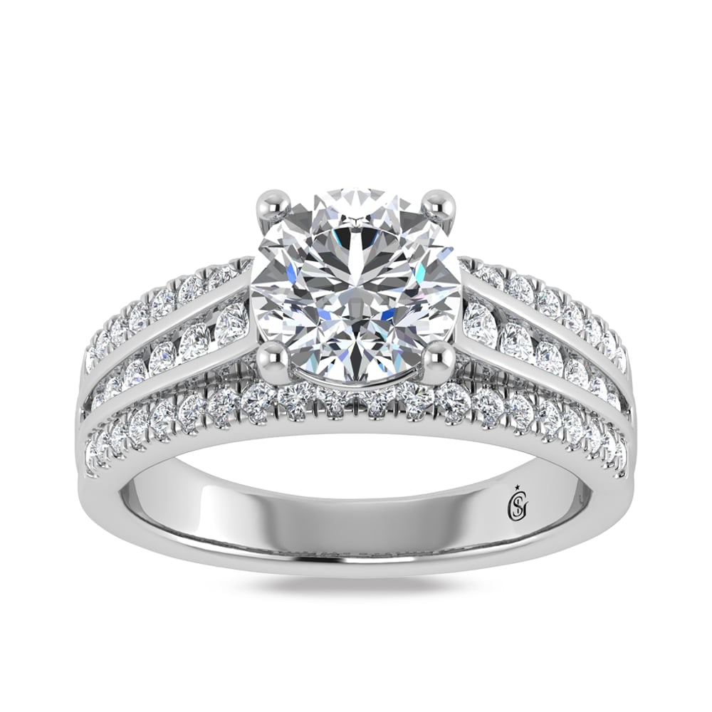 10K White Gold Lab Grown Diamond 2 1/2 Ct.Tw. Round Shape Engagement Ring (IGI Certified Center 2ct) (1 of 4)
