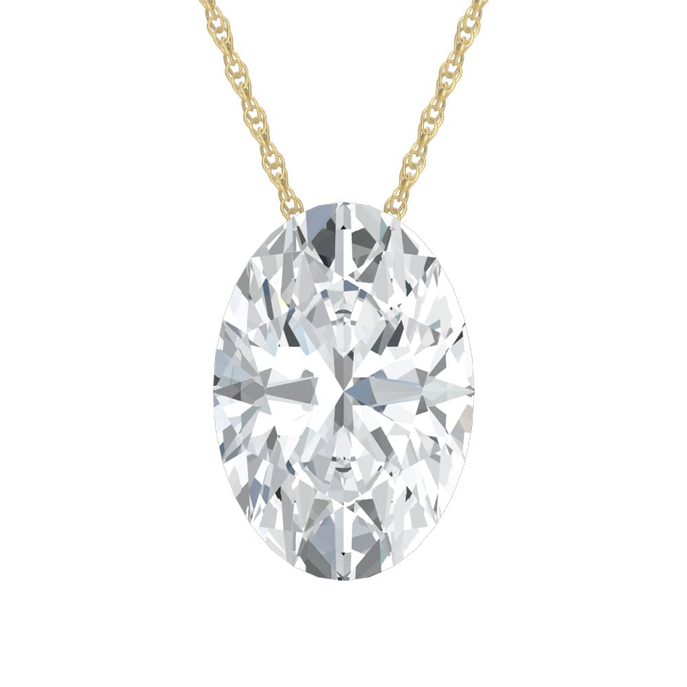14K Yellow Gold Lab Grown Diamond 1 Ct.Tw. Oval Shape Slider Pendant (1 of 4)